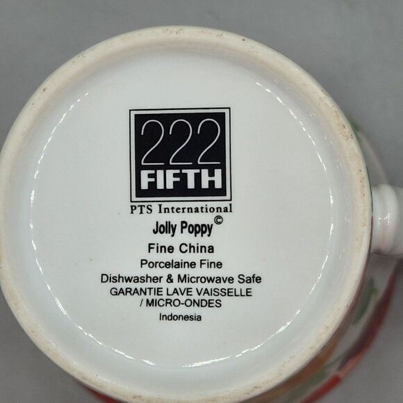 Set of 2 Jolly Poppy Mug by 222 Fifth Yellow Red Orange Flowers Floral - Picture 7 of 10